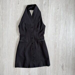Zara Dress Halter Tuxedo Mini Dress Halter Button-Up Backless Vest Dress Size S